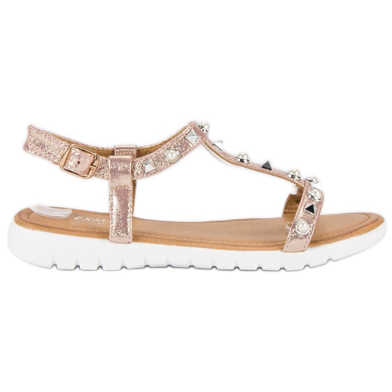 Sandali bassi con strass rosa