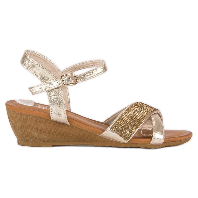 Sandali con zeppa dorati d'oro