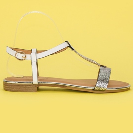 L. Lux. Shoes Sandali piatti bianchi bianco grigio