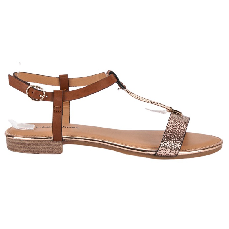 L. Lux. Shoes Sandali piatti cammello marrone