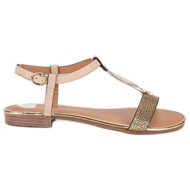 L. Lux. Shoes Sandali piatti beige marrone giallo