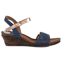 Sandali con zeppa Vinceza blu giallo