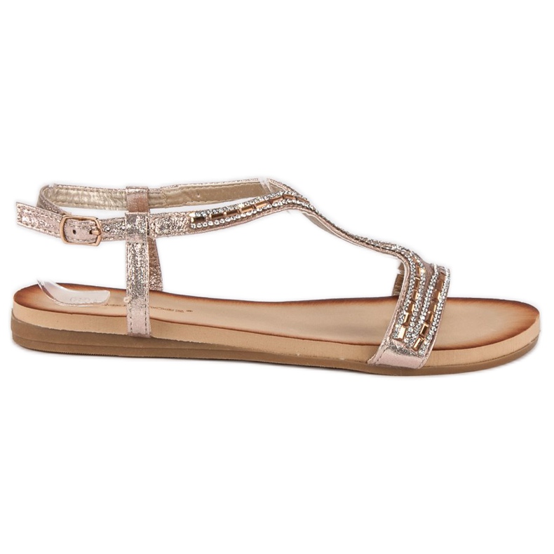 Ideal Shoes Sandali dorati con cristalli d'oro