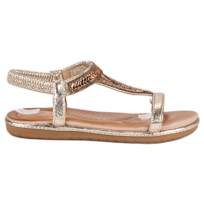 Marquiz Sandali bassi dorati con elastico d'oro