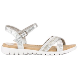 Top Shoes Sandali piatti argento grigio
