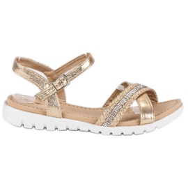 Top Shoes Sandali piatti dorati d'oro