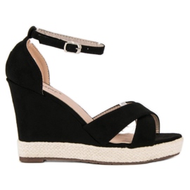 Seastar Sandali con zeppa in camoscio nero