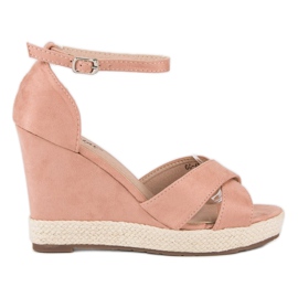 Seastar Sandali con zeppa in camoscio rosa