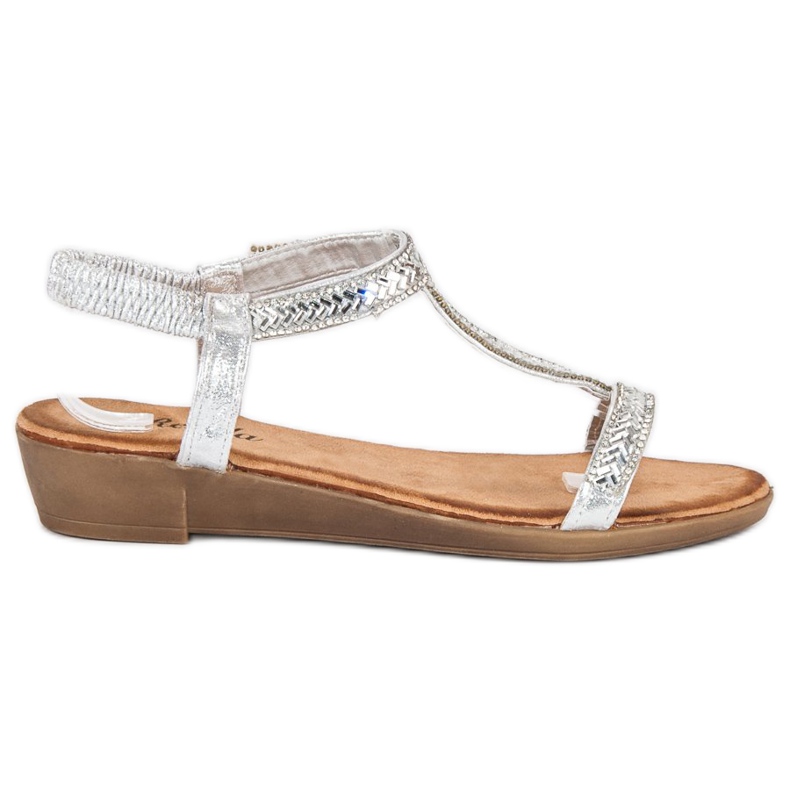 Renda Sandali argento con elastico grigio