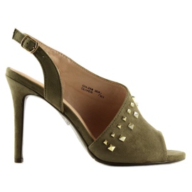 Sandali verdi asimmetrici con tacco alto GH-268 Olive verde