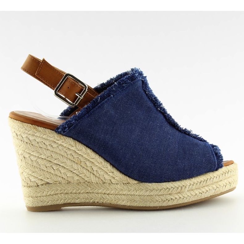 Espadrillas con zeppe blu navy LL153 blu marrone