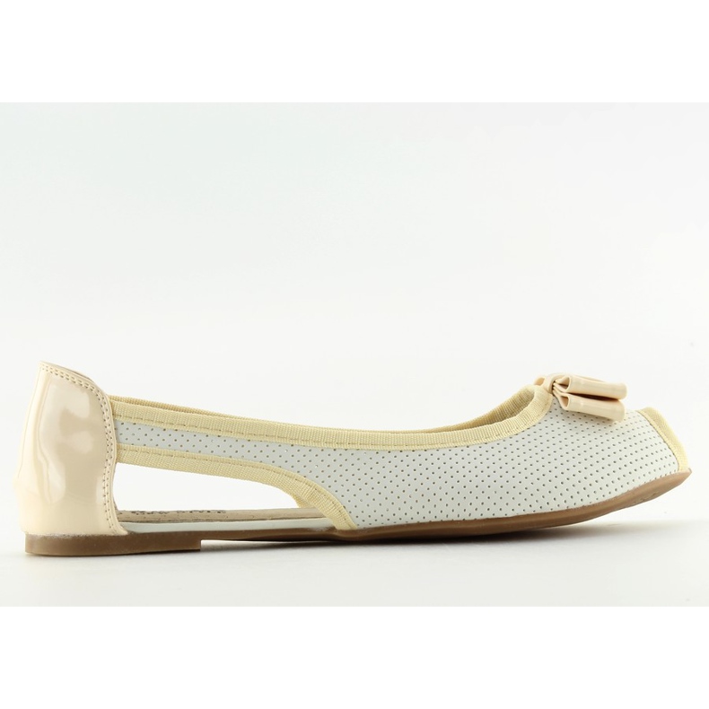Ballerine open toe bianche D314 WHITE / L.BEIGE / L.BEIGE bianca marrone