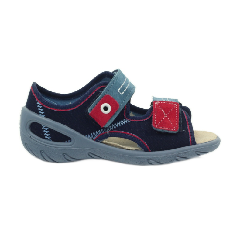 Sandali, inserto in pelle Befado 065x blu rosso blu navy