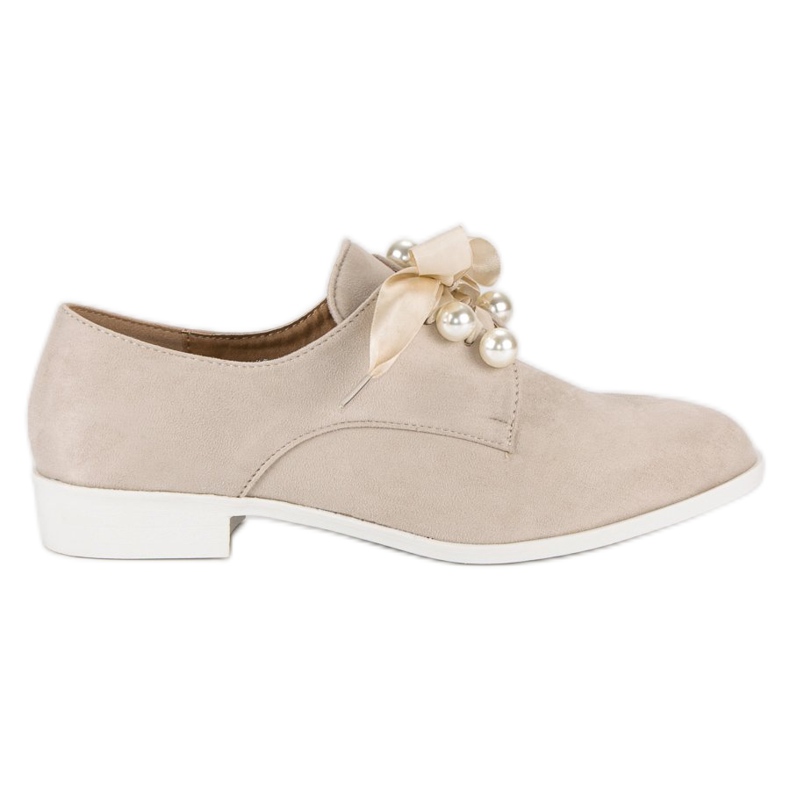 Tina&Co Francesine allacciate con perle marrone