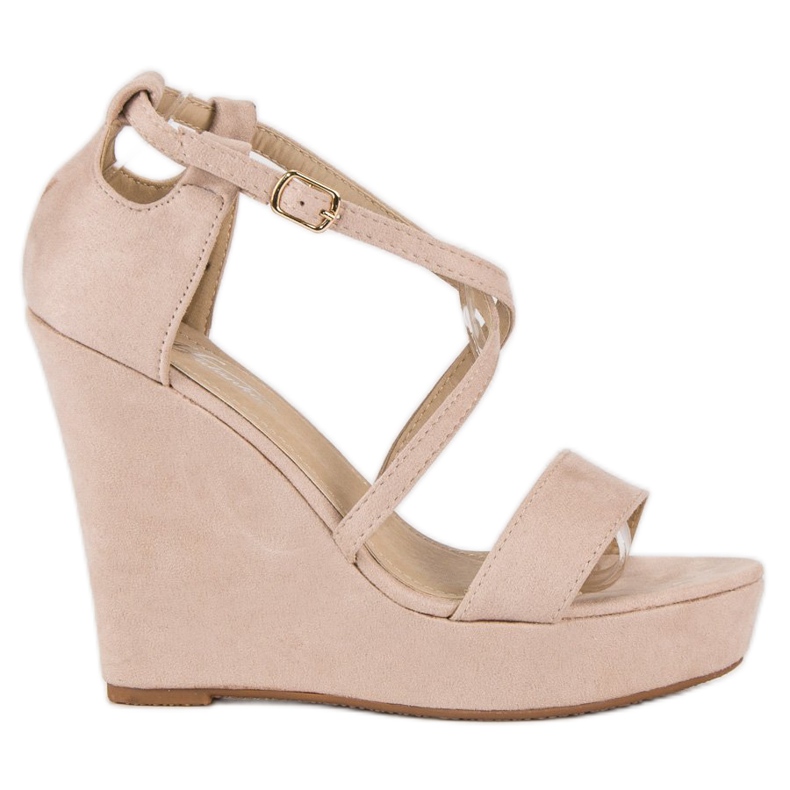Sandali con zeppa in camoscio marrone