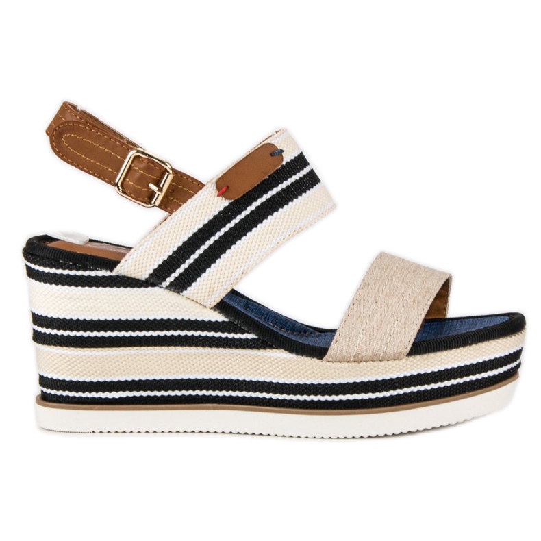 Sandali con zeppa a costine marrone