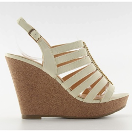 Sandali con zeppa FA77 Beige