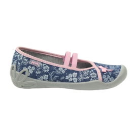 Ciabatte a fiori Befado 116y232 jeans blu rosa blu navy