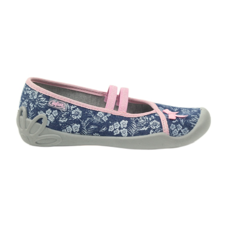Ciabatte a fiori Befado 116y232 jeans blu rosa blu navy