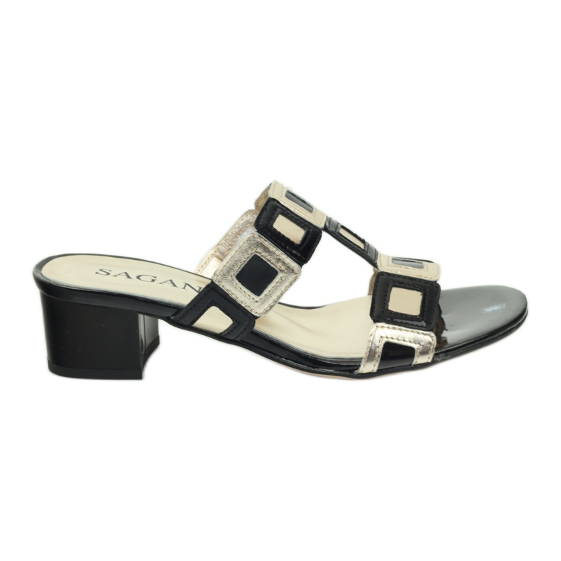 Ciabatte Sagan nere e dorate nero giallo