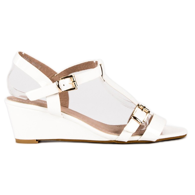 Beauty Girl'S Sandali con zeppa laccati bianca