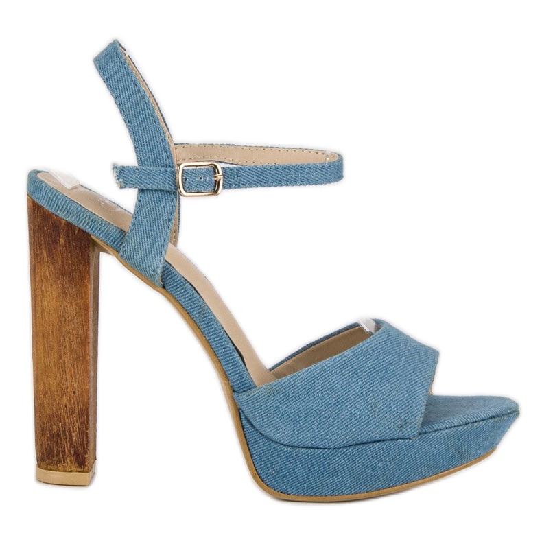R'S Sandali in denim con tacco alto blu