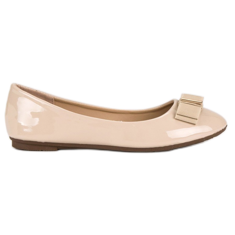 Ballerine laccate con fiocco marrone