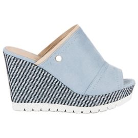 Primavera Sandali con zeppa in camoscio blu