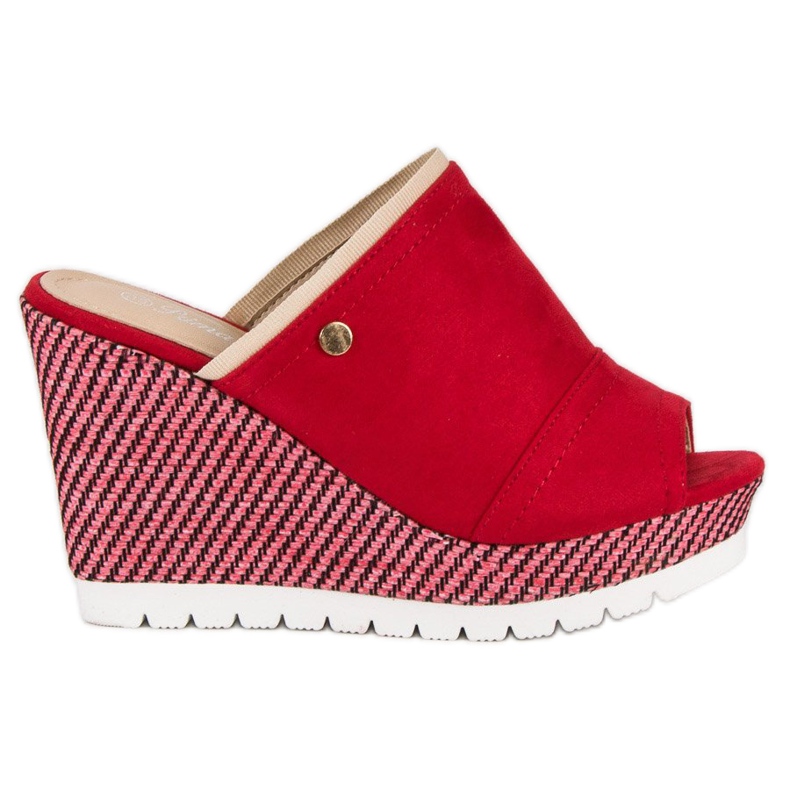 Primavera Sandali con zeppa in camoscio rosso