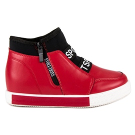Sneakers rosse con cerniera nero rosso