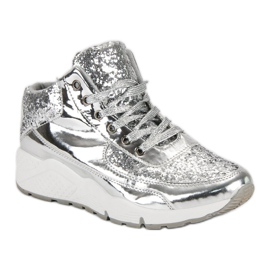 Sneakers argento con glitter grigio