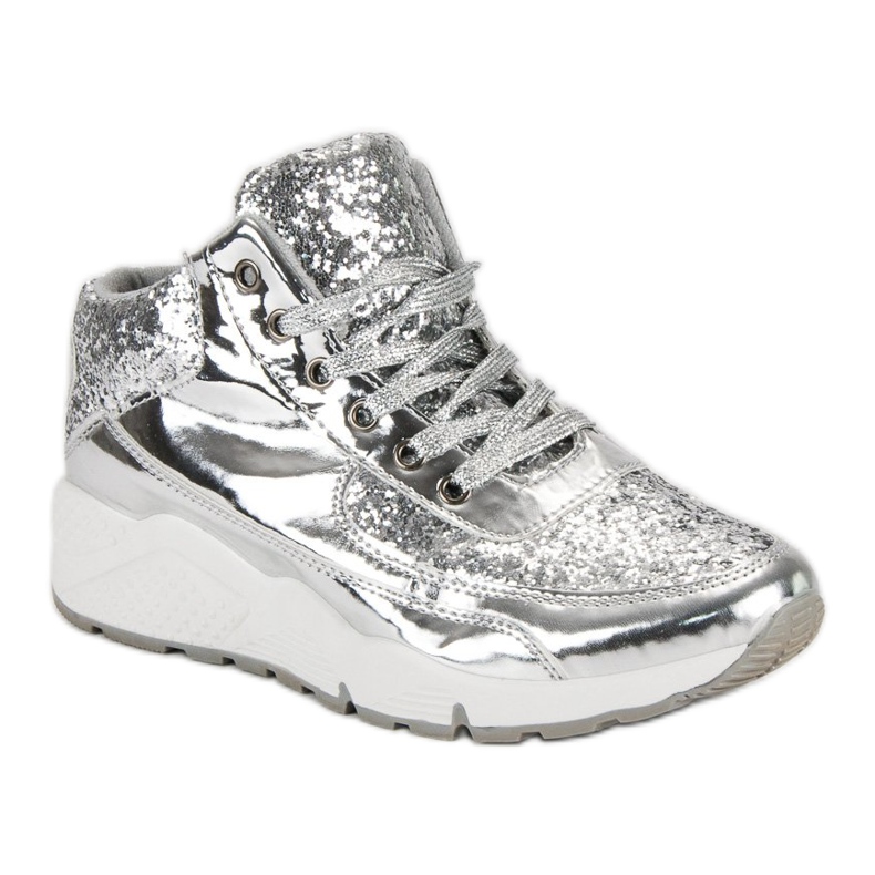 Sneakers argento con glitter grigio