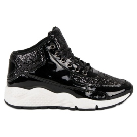 Sneakers nere con glitter nero