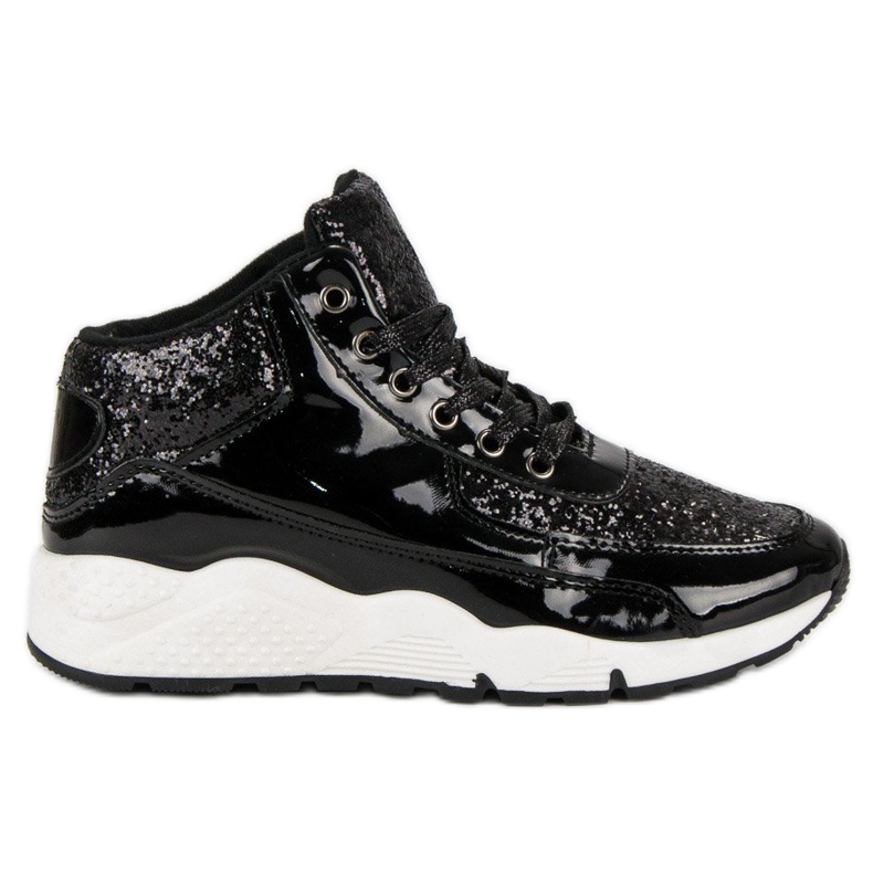 Sneakers nere con glitter nero