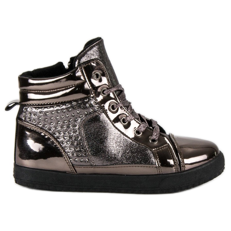 Sneakers laccate sopra la caviglia grigio multicolore