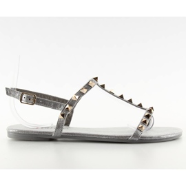 Delicati sandali con borchie grigio DD23