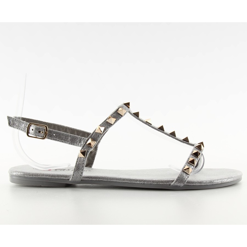 Delicati sandali con borchie grigio DD23