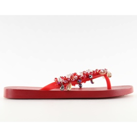 Infradito con perline rosse JH68 Rosso
