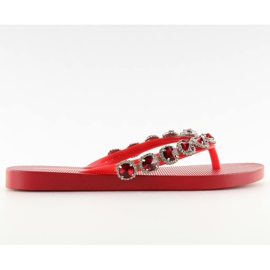 Elegante infradito con pietre rosse JH69 rosse rosso