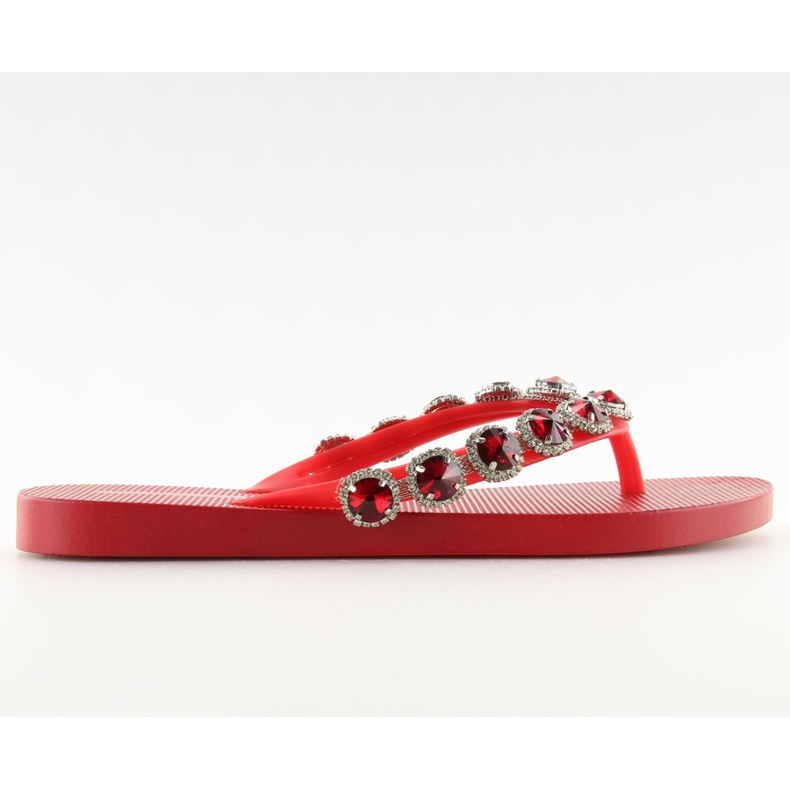 Elegante infradito con pietre rosse JH69 rosse rosso