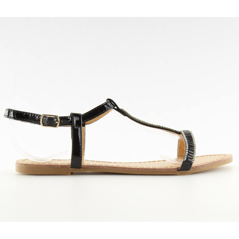 Sandali con zirconi neri SY644 neri nero