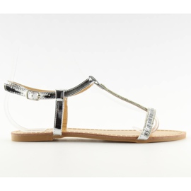 Sandali in argento con zirconi argento SY644 grigio