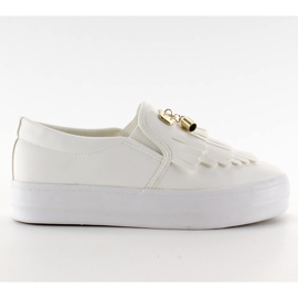 Sneaker senza lacci con frange A-25 Bianco marrone