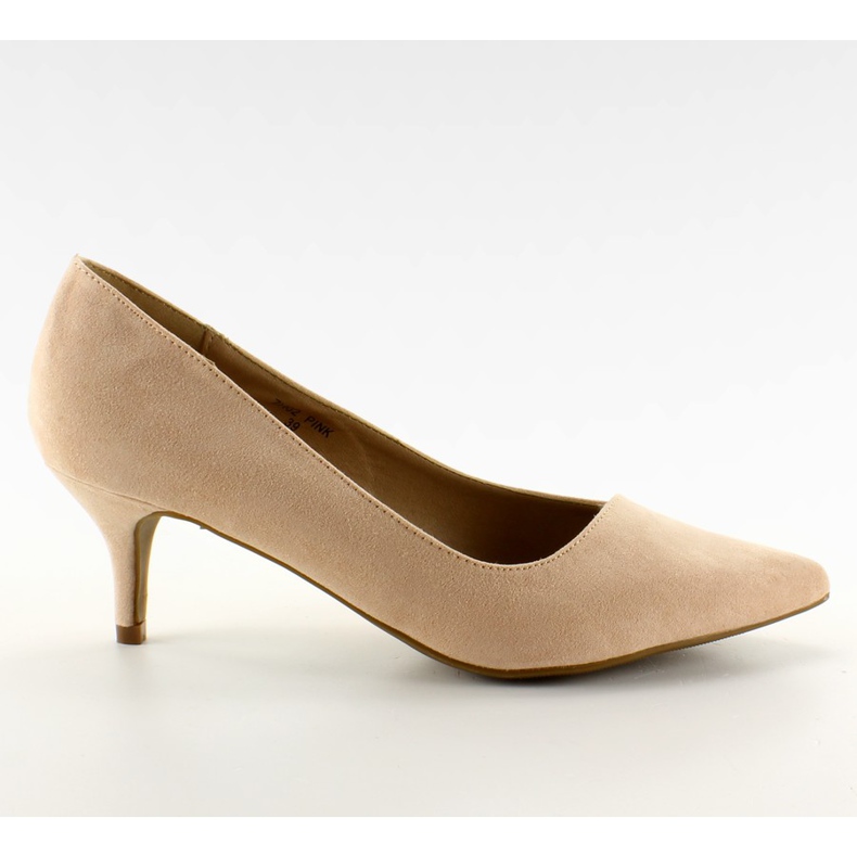 Décolleté in pelle scamosciata con tacco basso ZH02 rosa