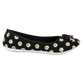 Ballerina In Tessuto Con Fiori nero