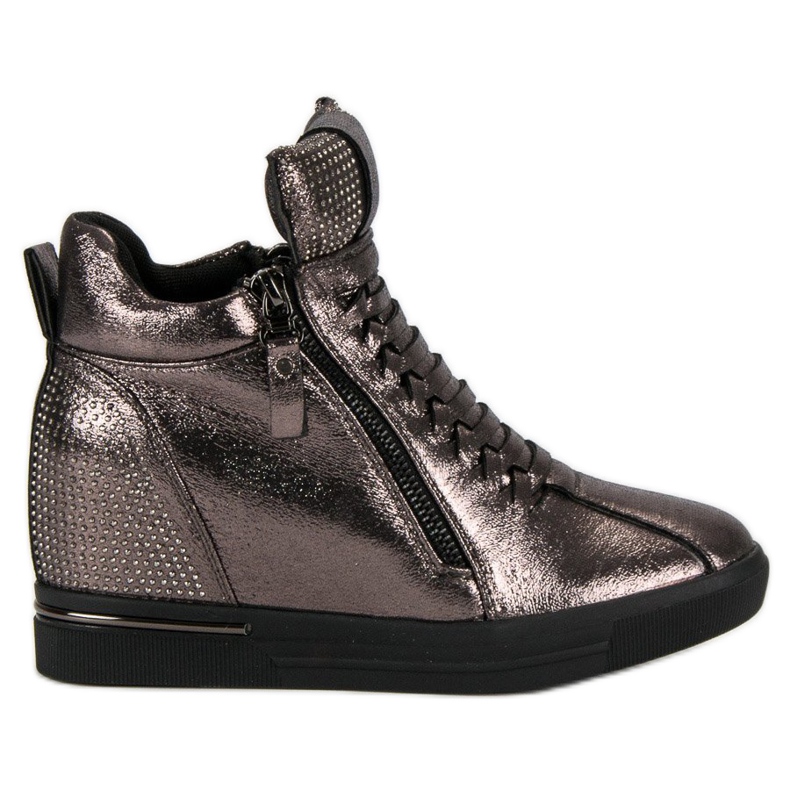 Sneakers in grafite con cerniera multicolore