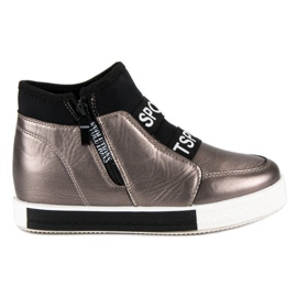 Sneakers in grafite con cerniera marrone grigio
