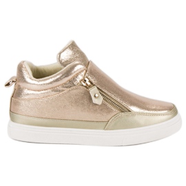 Lgm Sneakers dorate con cerniera d'oro