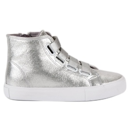 Sneakers argento con elastico grigio