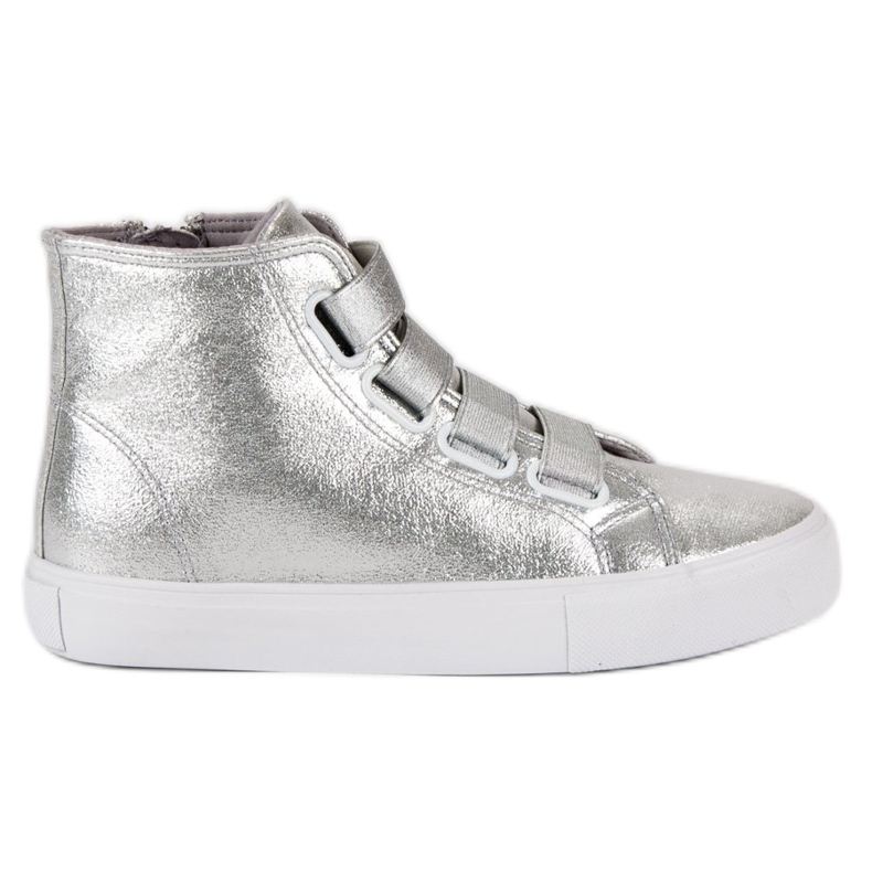 Sneakers argento con elastico grigio